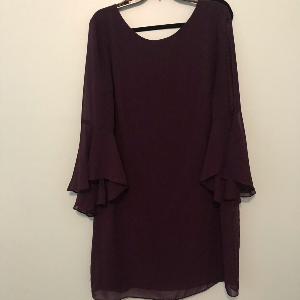 MSK Purple Long Flowy Sleeve Dress Size 14 - Picture 8 of 8